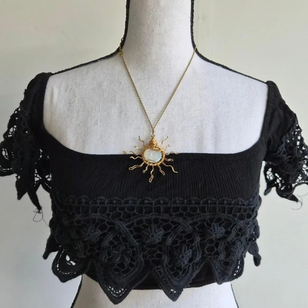Cotton Candy Crochet Lace Crop Top Women Small Dark Coquette Whimsigoth Festival